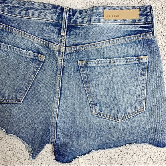 GRLFRND Helena High Rise Cut Off Distressed Denim Shorts Size 27 - Picture 2 of 9